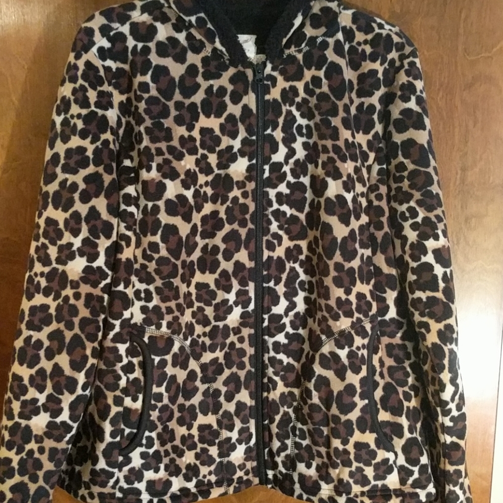 Leopard zippered hoodie